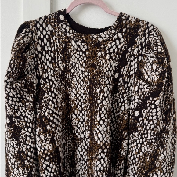 Ulla Johnson Gemma Pullover knit sweater brown Blanc Python Wool puff sleeve S - Picture 5 of 12